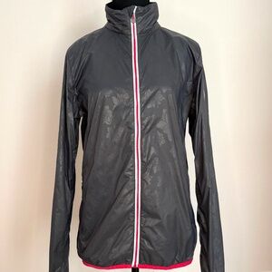 Windbreaker – Charcoal Gray with Pink Trim